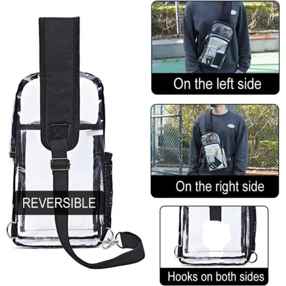 Clear Sling Bag, Clear Bag Stadium Approved, Large Capacity Shoulder Backpack - Picture 6 of 8